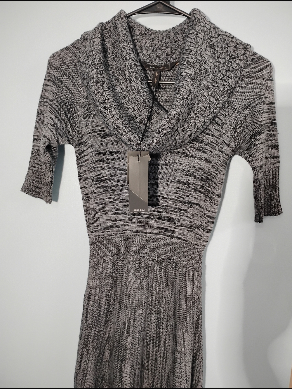 NWT ❤️BCBGMaxAzria Gray Marled Cowl Neck Sweater Dress Size XS